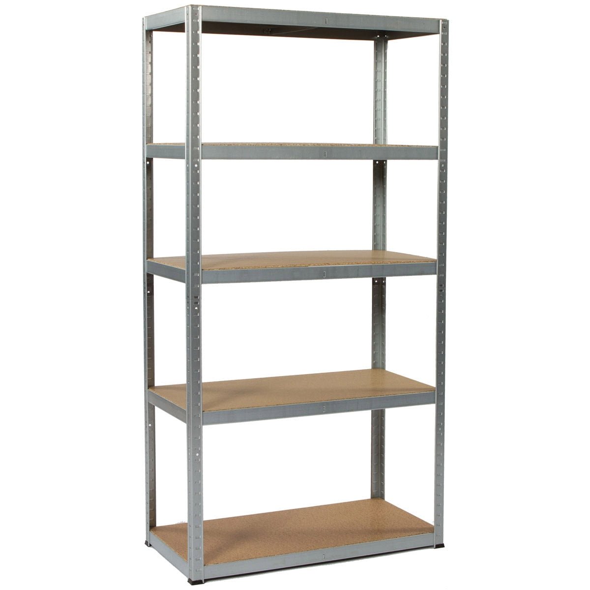 The RackZone 20 BAY SPECIAL boltless shelving unit, empty, with galvanised shelves.