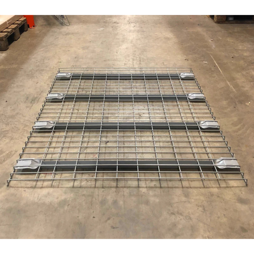 RackZone Wire Mesh Decking 1350w x 1100d flat on an indoor concrete floor.