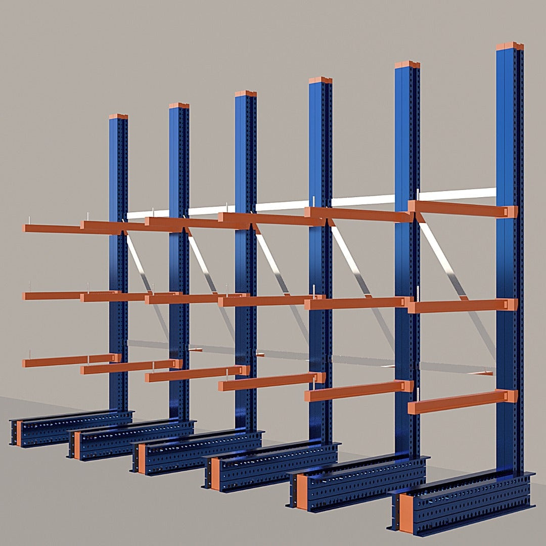 Cantilever Rack 4500H x 5000W x 1200D c/w Base + 3 Levels