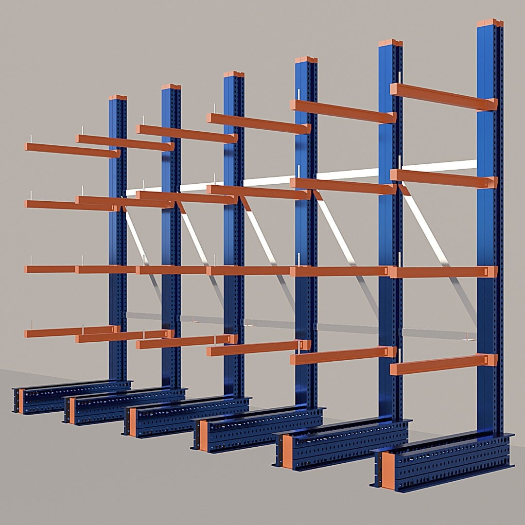 Cantilever Rack 4500H x 5000W x 1200D c/w Base + 4 Levels