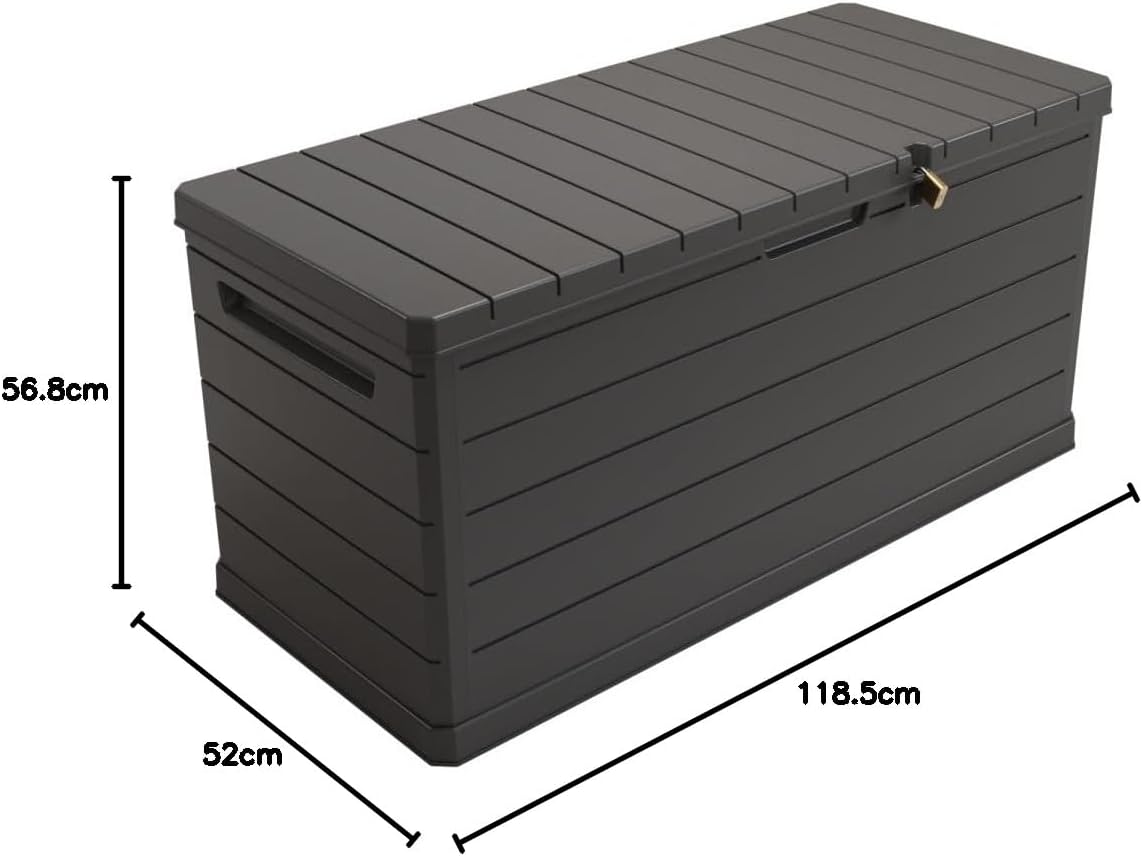 350L Outdoor Garden Storage Box - Charcoal Grey