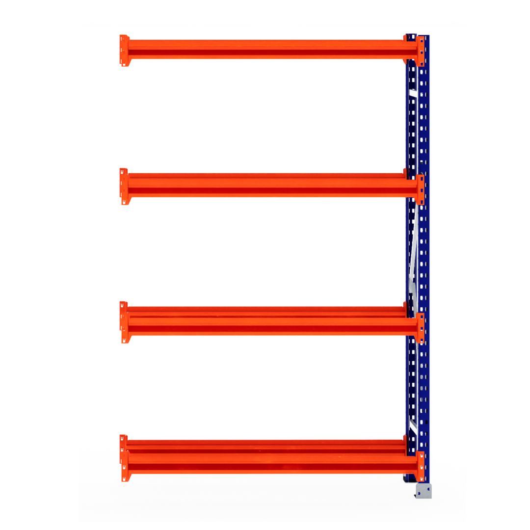 RackZone Tyre Racking 400mm Extender with four orange beams and blue uprights.