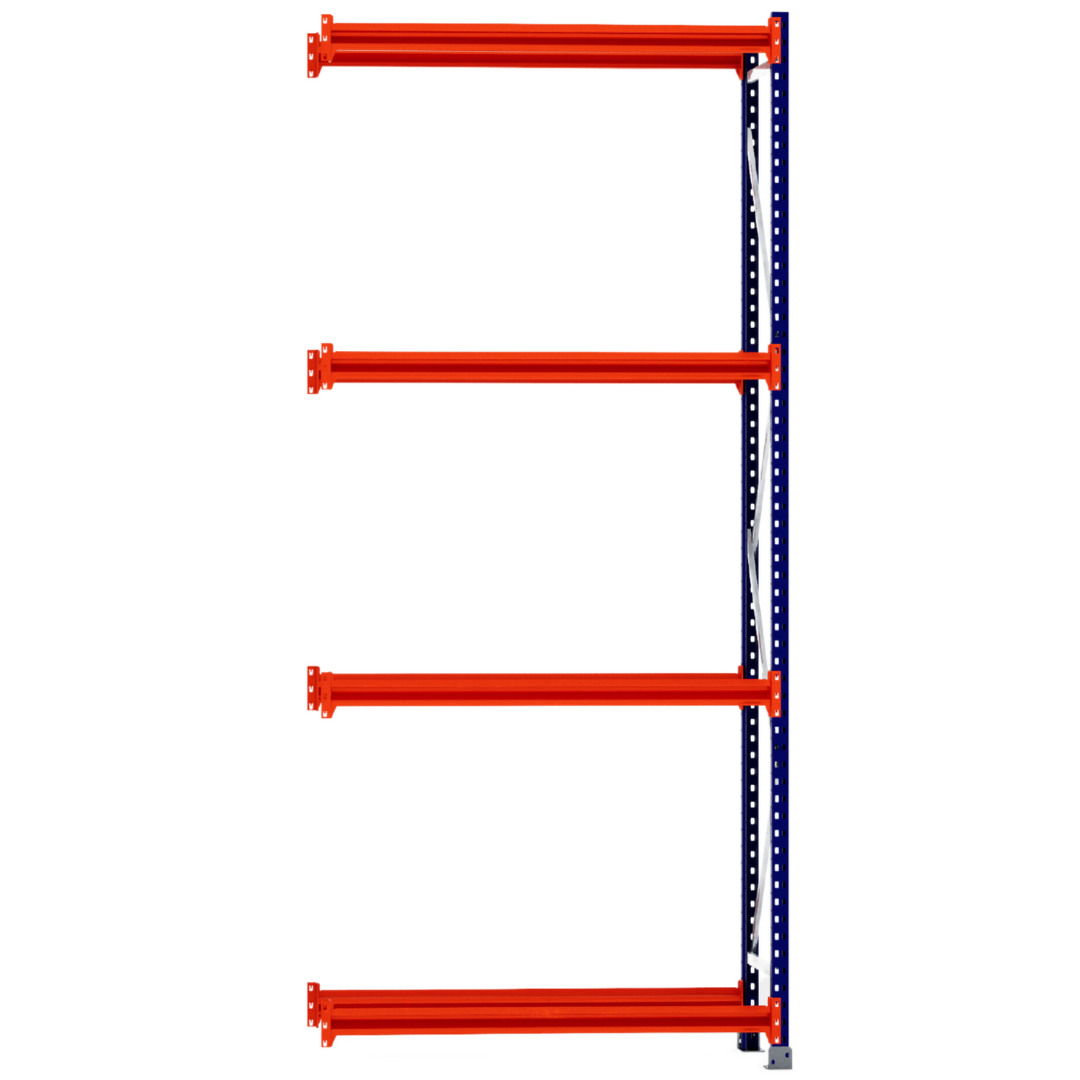 RackZone Tyre Racking Extender: four orange beams on blue support frame.
