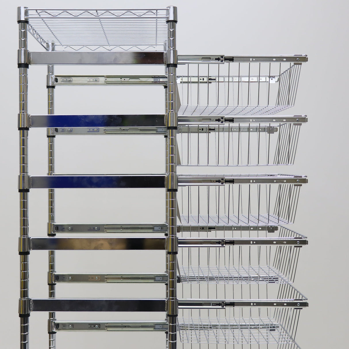 7 Tier Chrome Plated Basket Trolley 1530H x 460W x 460D
