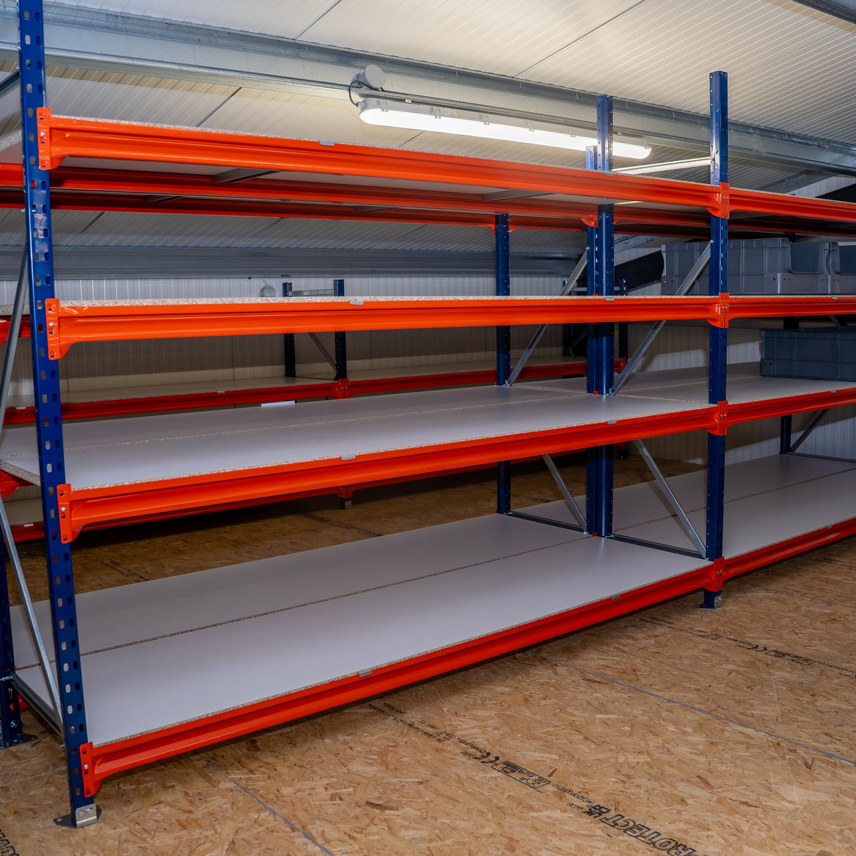 RackZone Longspan Shelving 400mm Starter with laminated timber floor shown.