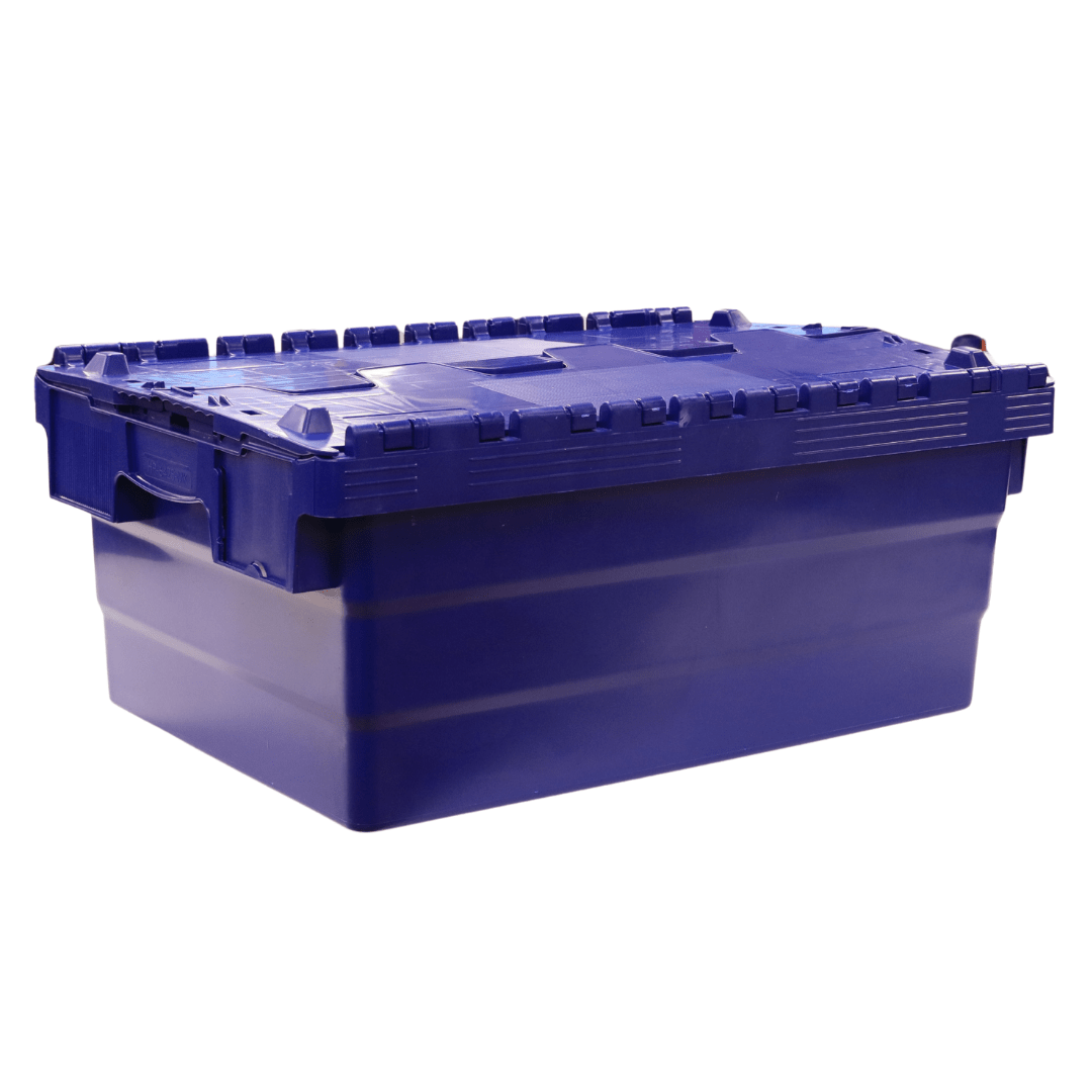 RackZone Attached Lid Container 44L, 600x400x250mm, Blue.