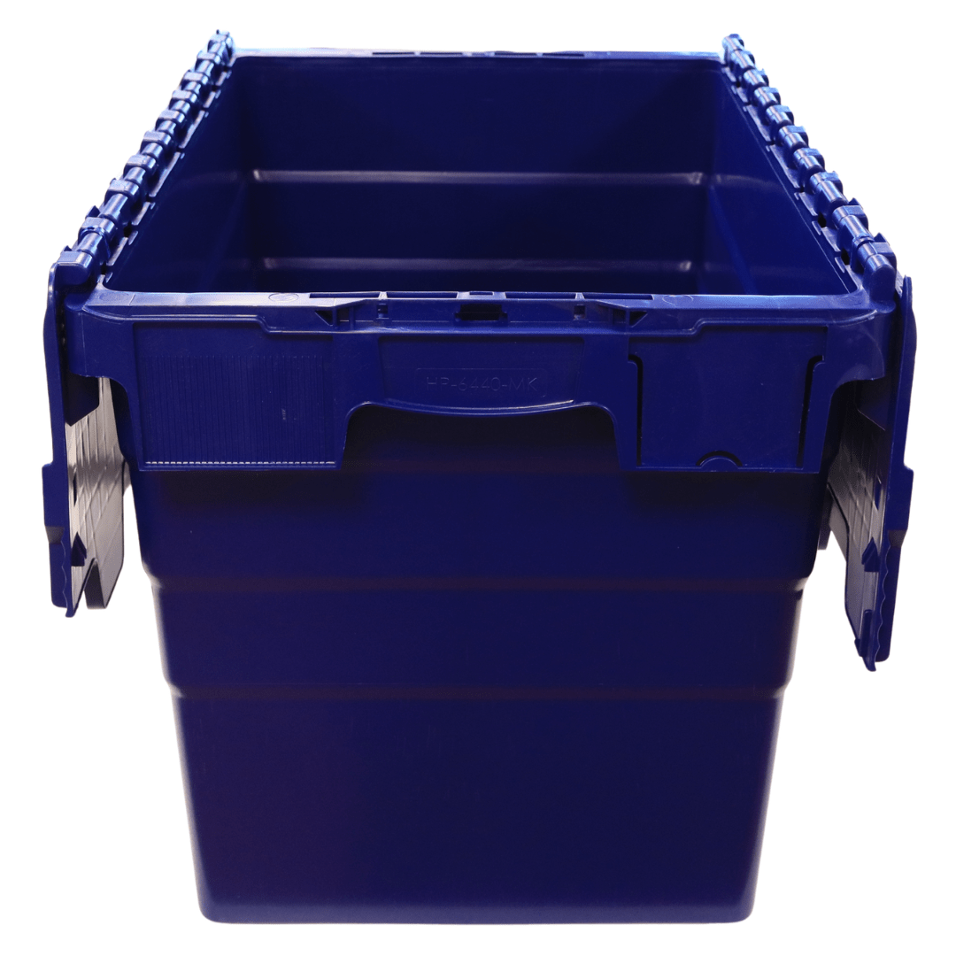 RackZone 75L Attached Lid Container, blue, 600x400x416mm plastic storage box.