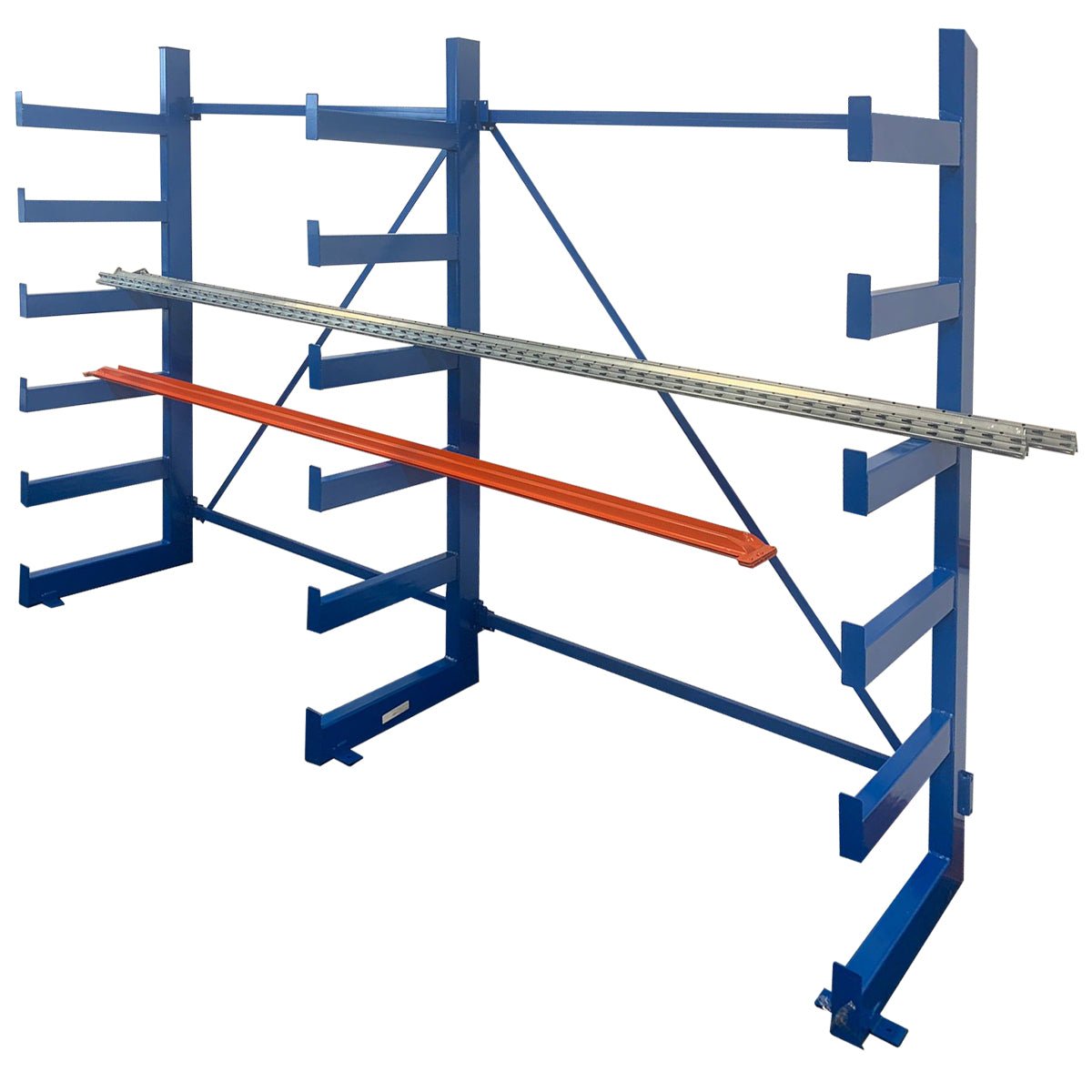 RackZone Cantilever Racking 2000H with 6 levels, all blue, for long goods.