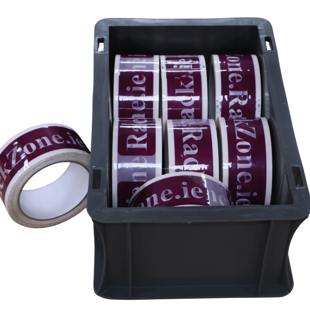 RackZone Euro Container, 200x150x120mm grey, holds several rolls of tape.