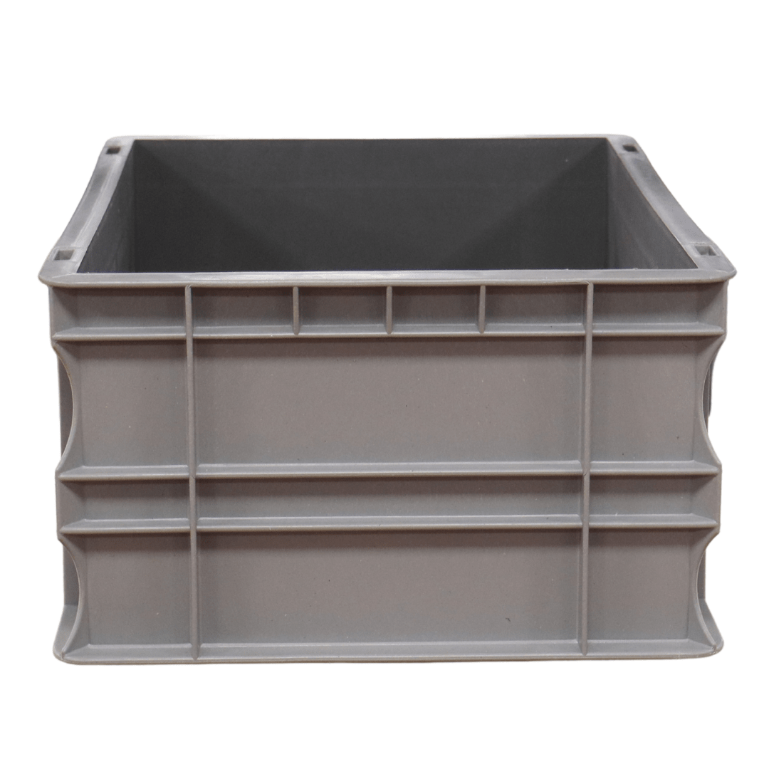 RackZone Euro Container 400d x 300w x 175h, gray plastic with reinforced sides.