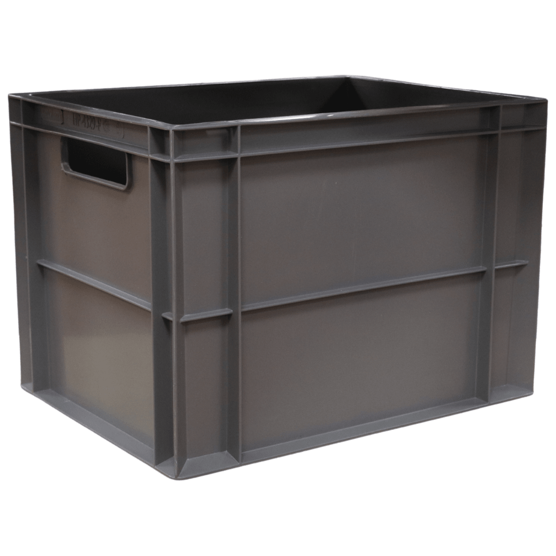 RackZone Euro Container 400d x 300w x 290h grey—durable storage with handles.