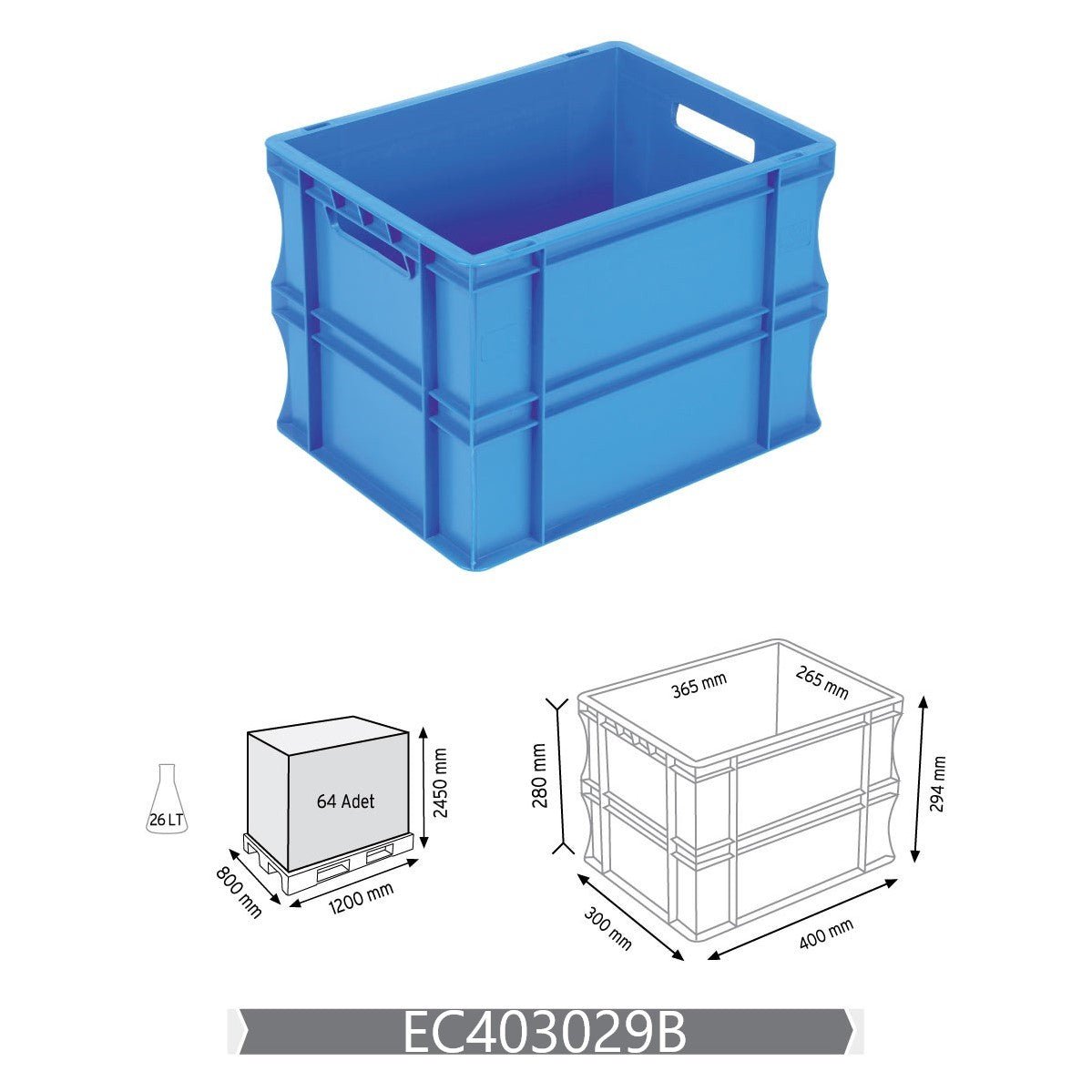 RackZone Euro Container 400x300x290mm grey storage box shown.