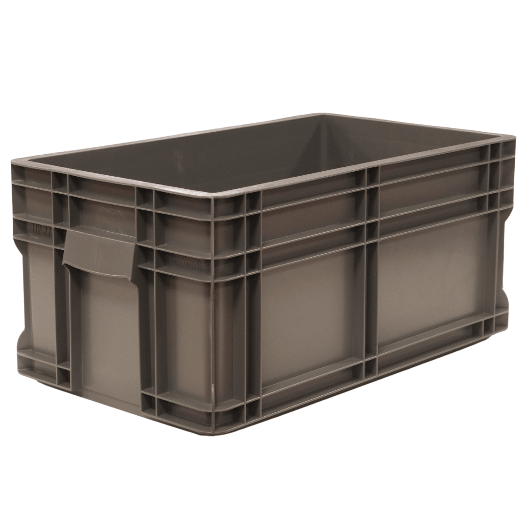 RackZone Euro Container, 505x295x235mm, grey, stackable with open top.