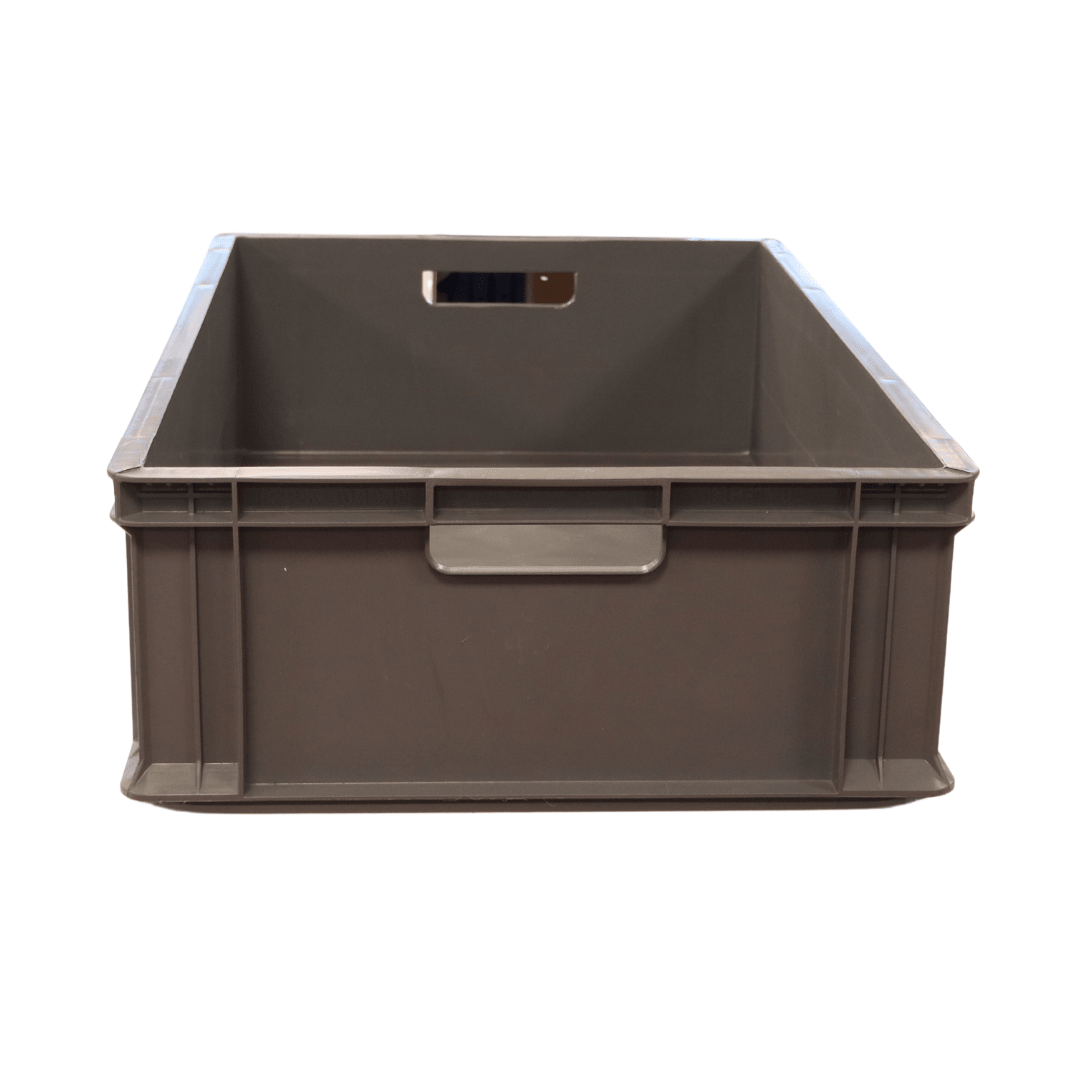 RackZone Euro Container 600x400x175mm, gray, open top, front handle.