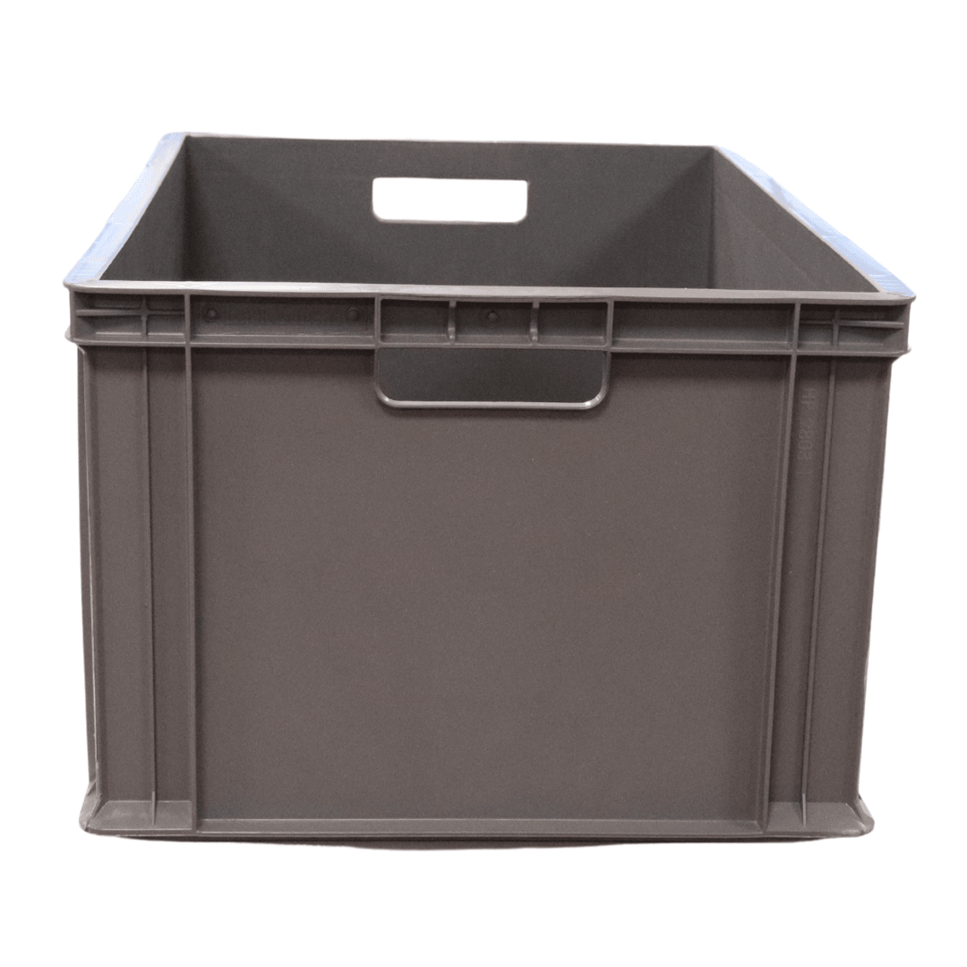 RackZone Euro Container 600x400x280mm Grey with handle, front view.