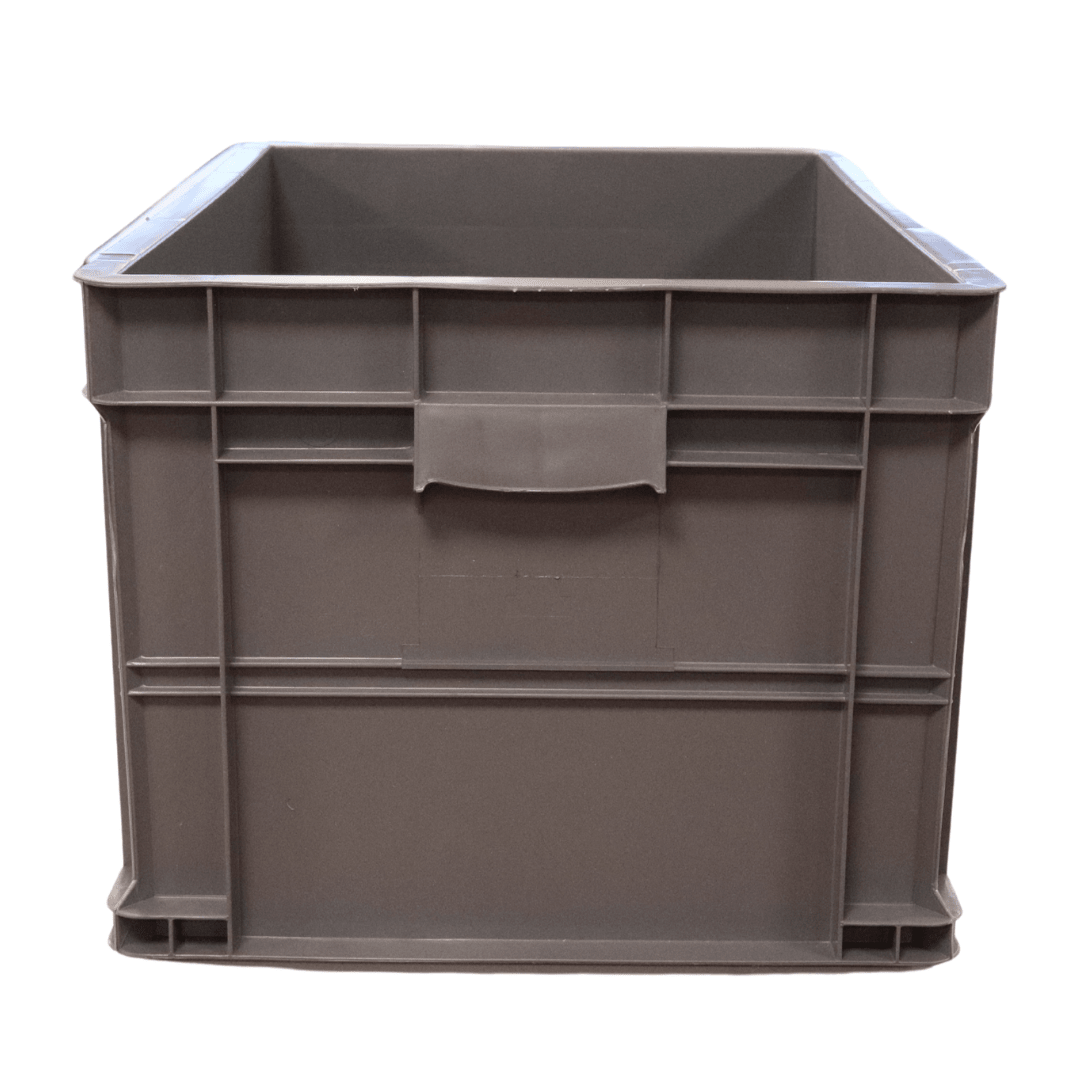RackZone Euro Container 600x400x320mm Grey, heavy duty, front view, empty.