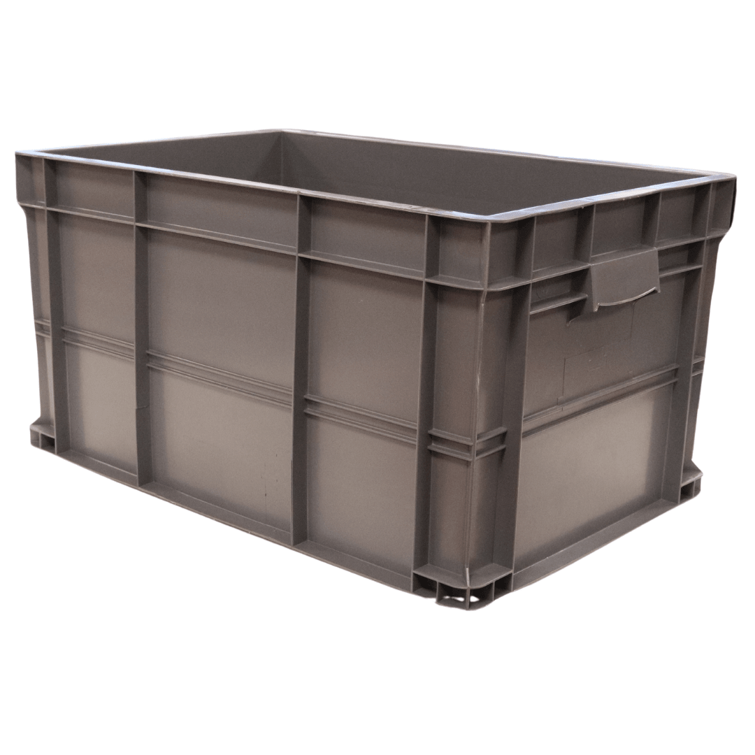 RackZone Euro Container 600x400x320mm Grey with reinforced sides and flat bottom.