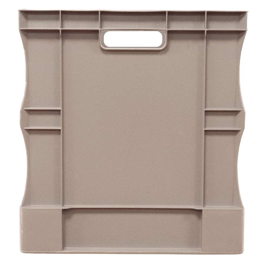 RackZone Euro Container 600x400x420mm, grey, with cutout handle and ribbed sides.