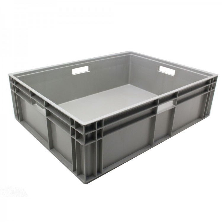RackZone Euro Container 800x600x220mm in grey—durable storage with handles.