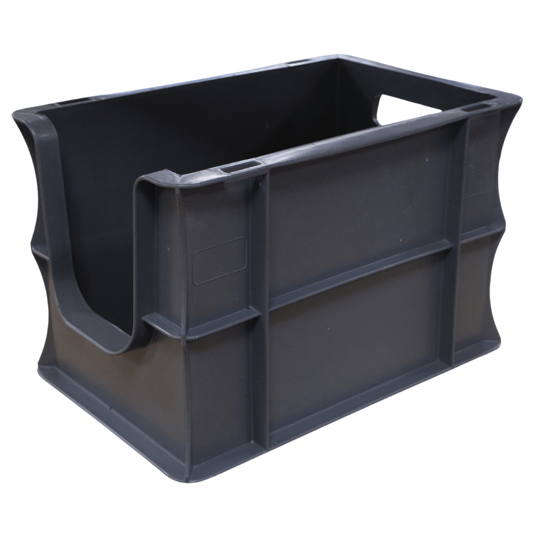 RackZone Euro Picking Container 300x200x200mm, grey, stackable with open front.