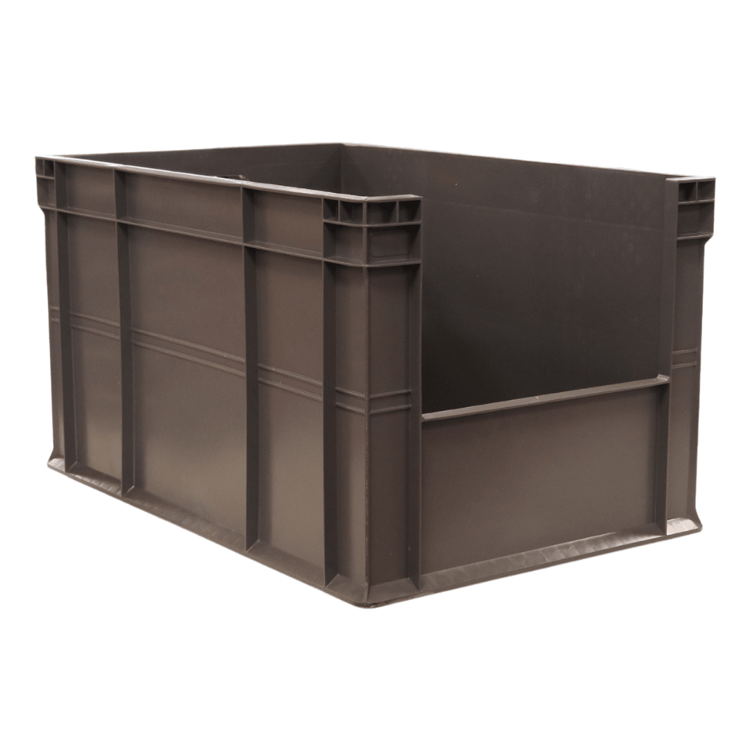 RackZone Euro Picking Container 600x400x320 Grey, open front for storage.
