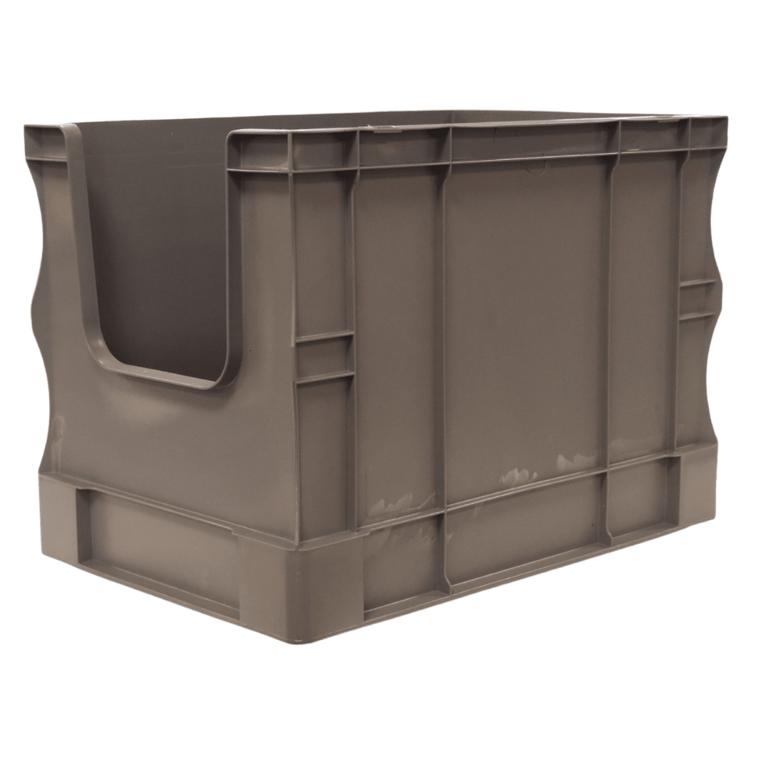 RackZone Euro Picking Container 600x400x420mm Grey, stackable with open front.
