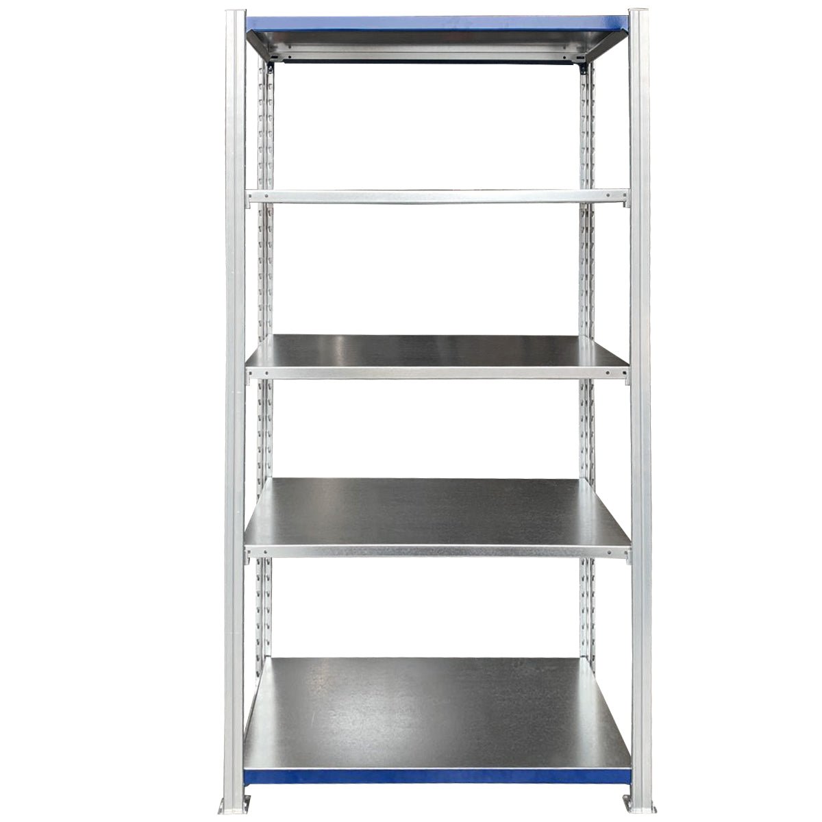 RackZone Easy Rack Galvanise 5-shelf unit, 2000h x 1000w x 300d, front view.