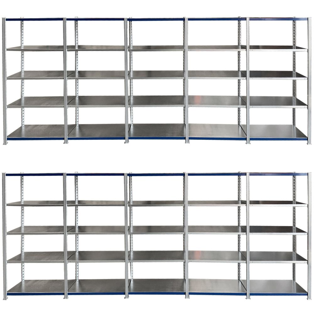 Two rows of RackZone Easy Rack 5-level metal shelves, 10 BAY SPECIAL.