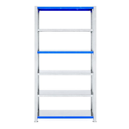 RackZone Easy Rack Galvanised Shelving, 5-tier starter, 600mm depth, blue trim.