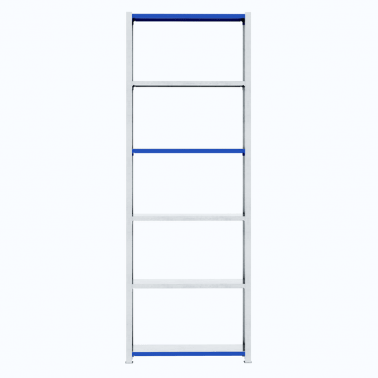 RackZone Easy Rack shelving, 300mm deep, white/blue, 5 strong shelves.