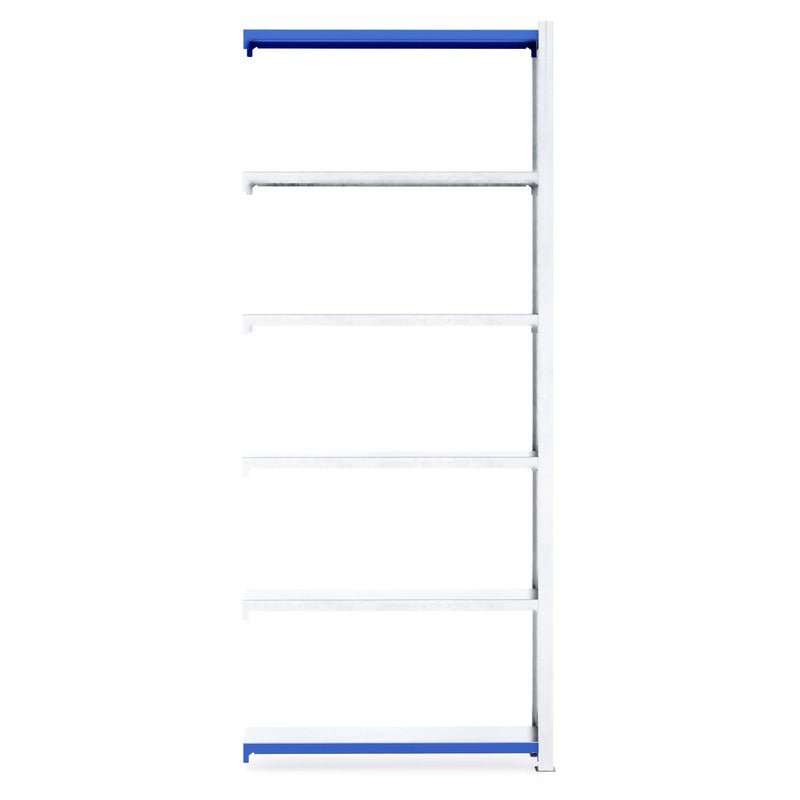 RackZone Easy Rack galvanized shelving 300mm extender with five shelves.