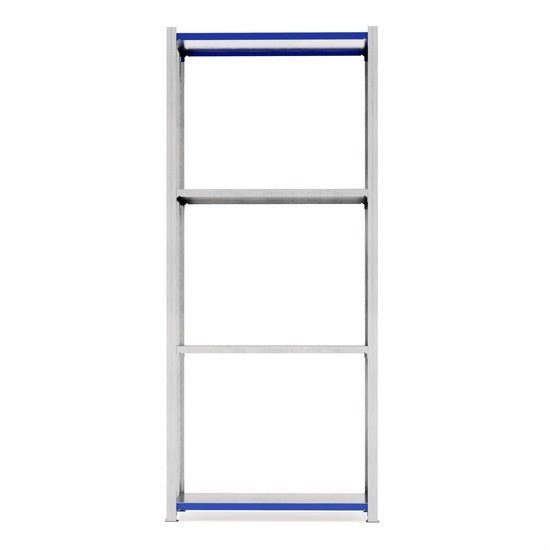 RackZone Easy Rack Galvanised Shelving, 3 shelves, blue bars, 600mm depth.