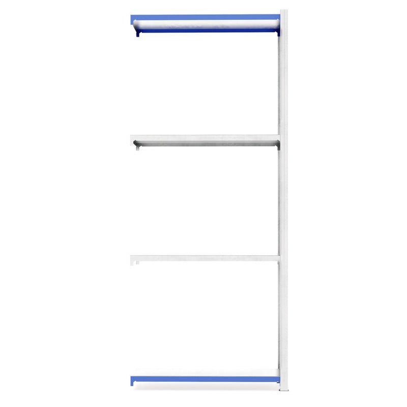 RackZone Easy Rack 600mm Galvanised Extender—white/blue shelving for garages.