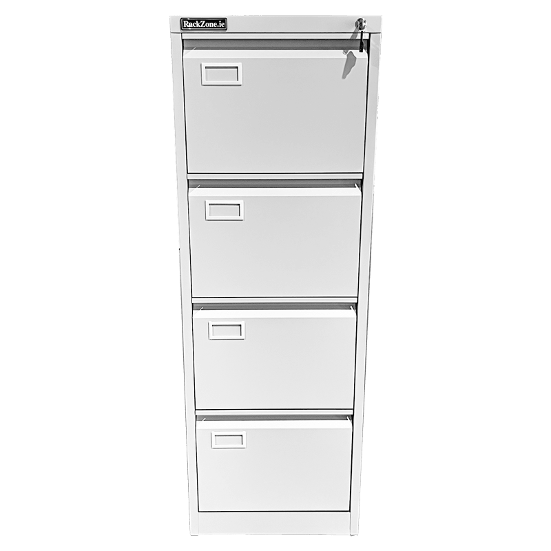 RackZone Four Door Filing Cabinet, 1323H x 457W x 620D, lockable office storage.