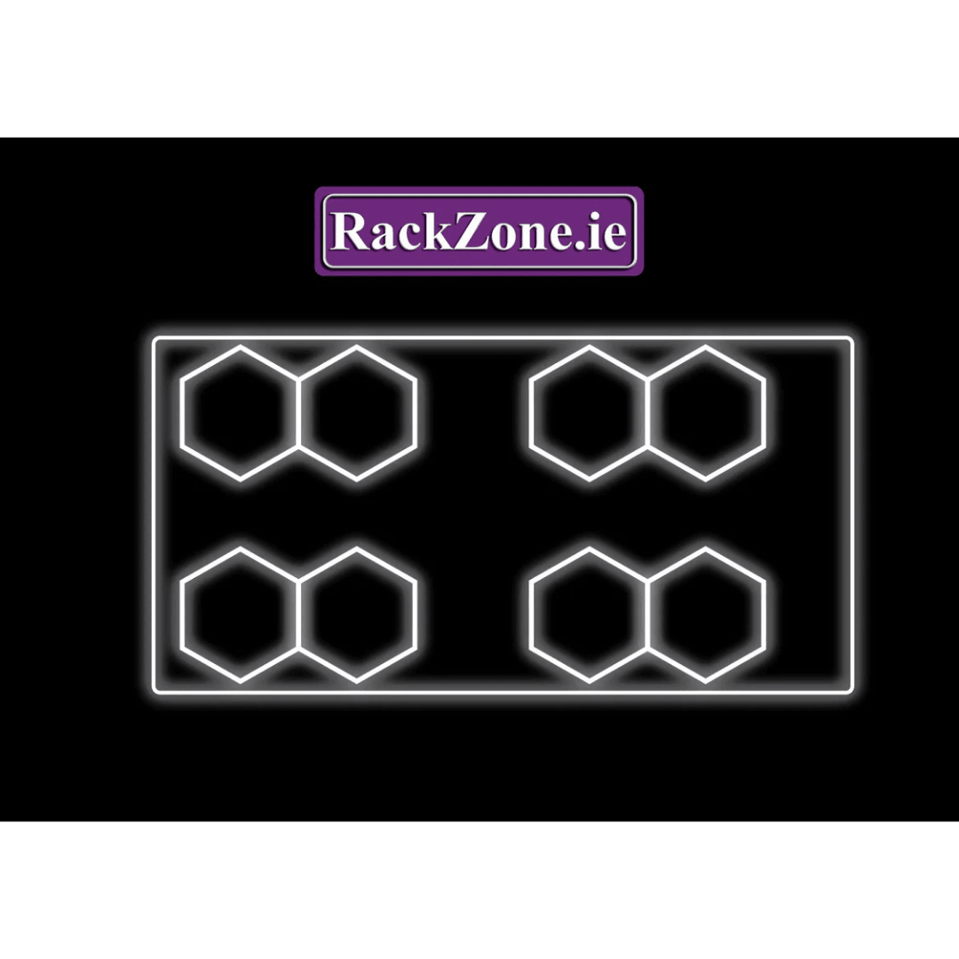 Diagram of four hexagon pairs showing Hexagonal LED Set 3 by RackZone.