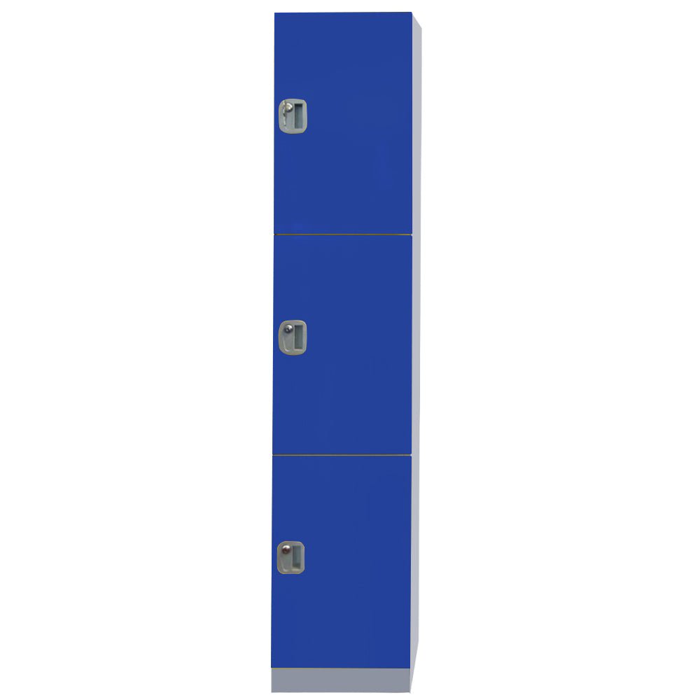 RackZone Plastic Locker, 3 Door, Blue, 1970h x 500d x 320w.