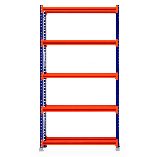 RackZone Tyre Racking Starter, 600mm deep, blue frame and orange shelves.