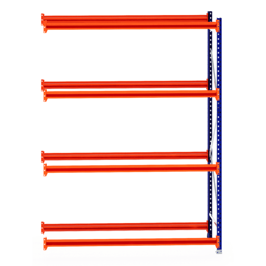 RackZone Tyre Racking 600mm Depth Extender in orange and blue on white background.