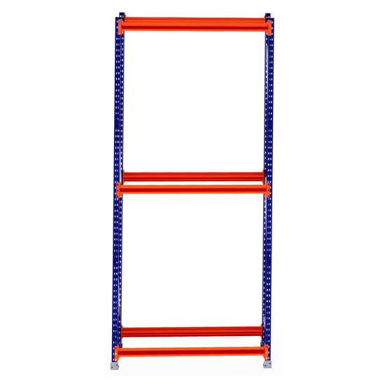 RackZone Tyre Racking 600mm Starter, blue frame with three orange beams.