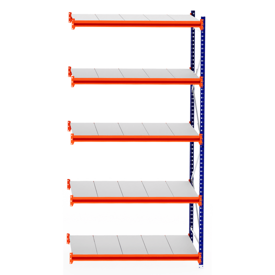 RackZone Longspan Shelving Extender, 800mm depth, steel panels, empty shelves.