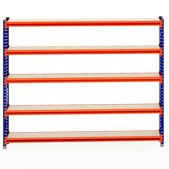 RackZone Longspan Shelving Starter, 6 shelves, 400mm depth, timber laminate.