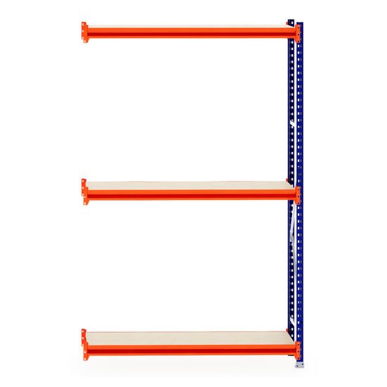 RackZone Longspan Shelving 400mm - Laminated Timber Extender, side view.