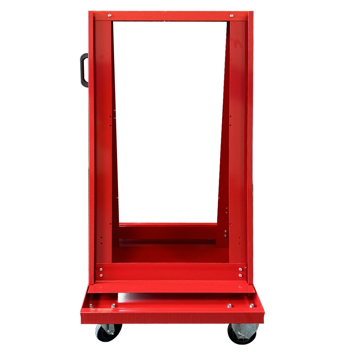 RackZone Mobile Tilt Bin Frame with open front and four caster wheels.