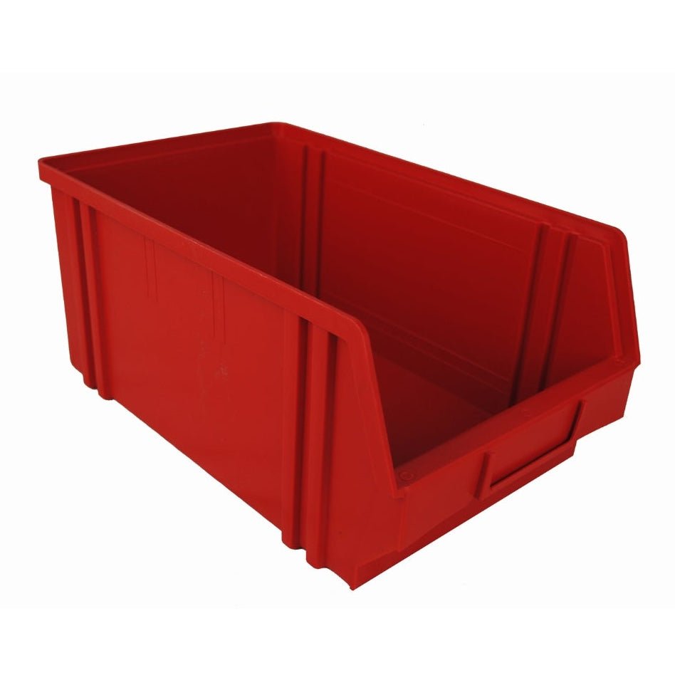 RackZone Storage Part Bin, red, 149x205x335mm, stackable with open front.