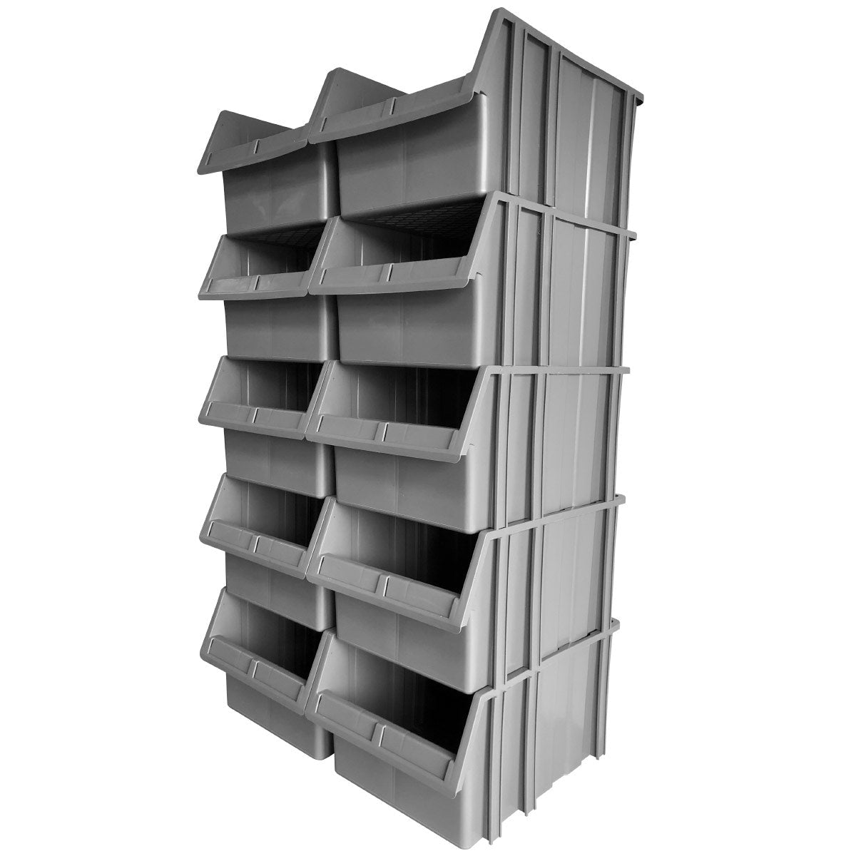 RackZone Storage Part Bins PA550, Grey, 10 compartments, 250x340x503mm.