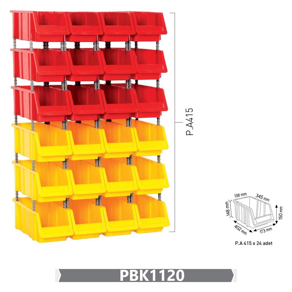 RackZone Storage Part Bins Kit 1120, red/yellow, for small parts organising.