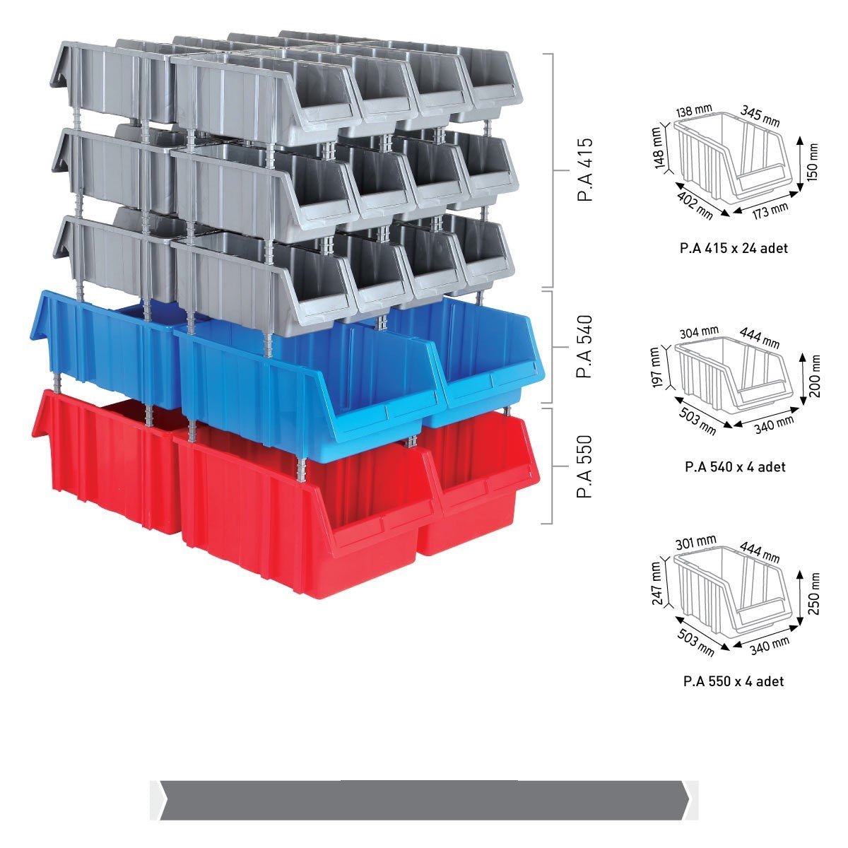 RackZone Storage Part Bins Kit in red, blue, grey—perfect parts organiser.