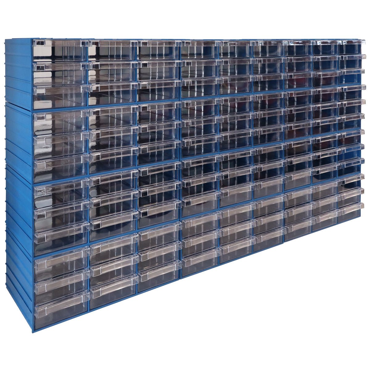 RackZone blue Plastic Drawer 108 Box, 204x370x160mm, with multiple drawers.