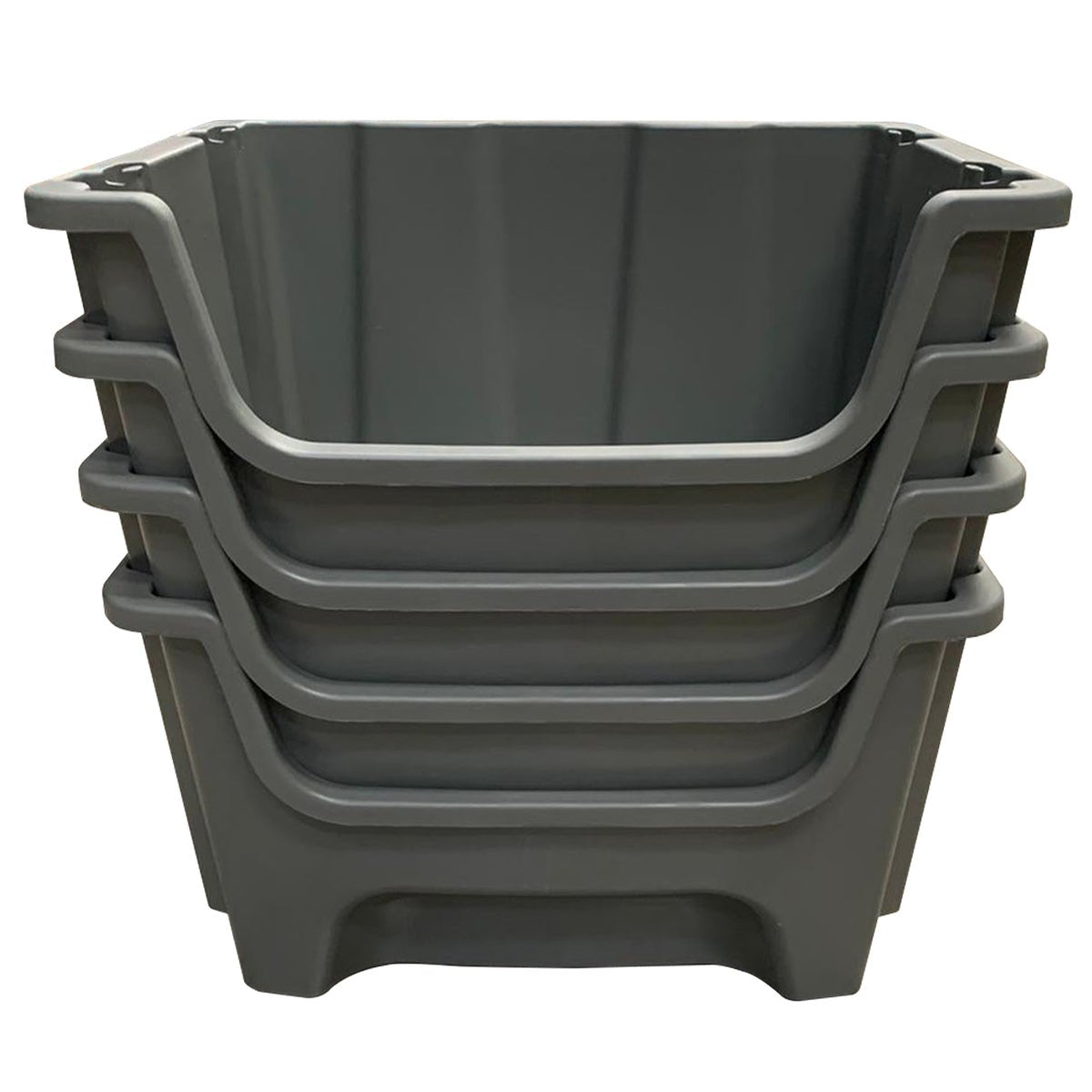 RackZone A500 grey picking bins (pack of 4) are stacked against a white background.