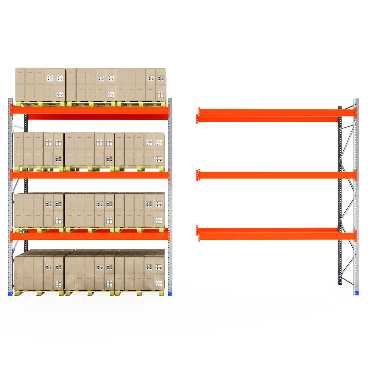 RackZone Pallet Racking 1100mm Depth - Starter: stocked or empty shelves.